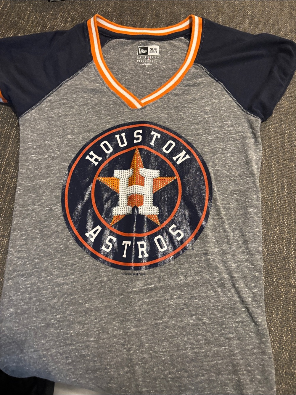 New Era Houston Astros Gray Navy Orange Short Sleeve Tee